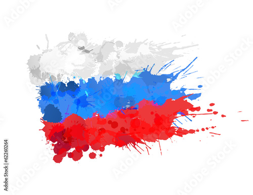 Russian Federation flag made of colorful splashes