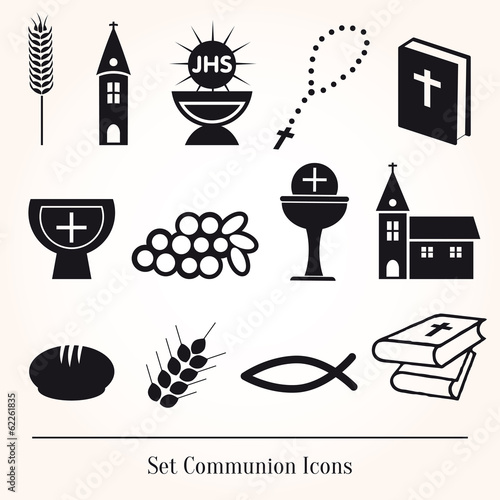 Set Illustration of a communion depicting traditional Christian