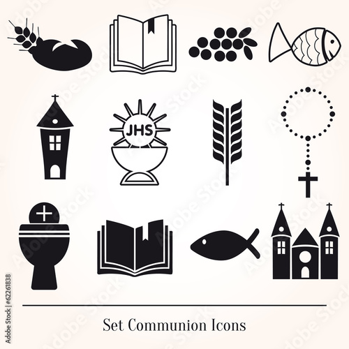 Set Illustration of a communion depicting traditional Christian
