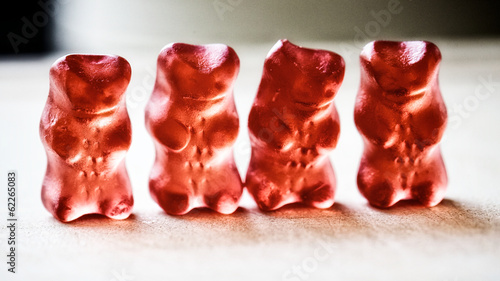 Gummibären in einer Reihe
