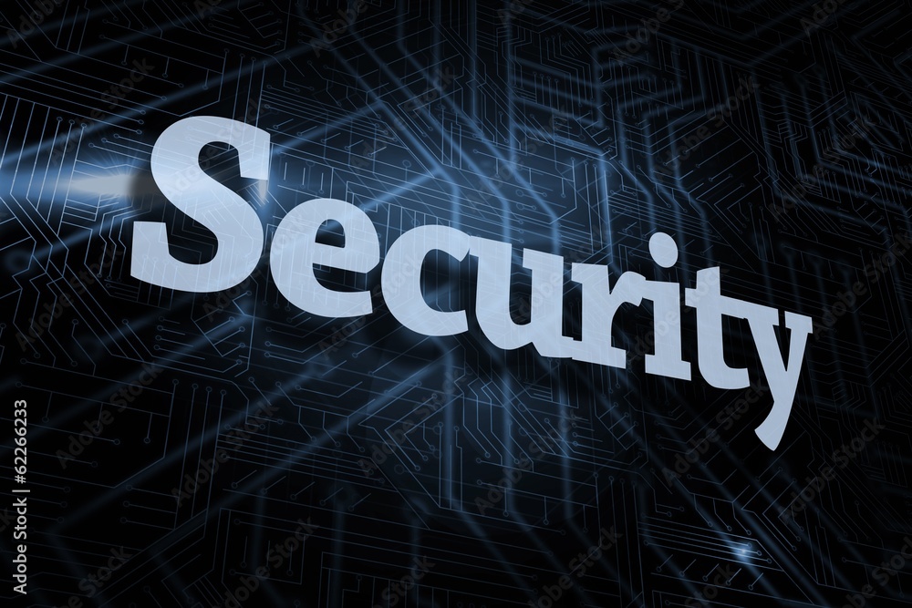Security against futuristic black and blue background Security against futuristic black and blue background