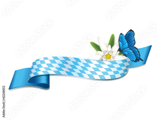 Frühlingsfest Banderole mit Edelweiß und Schmetterling