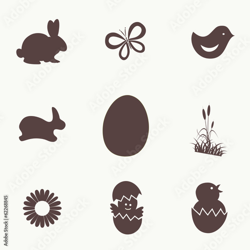 Easter Icon Symbol collection vector, grouped for easy editing.
