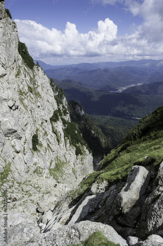 rocky trail in mountains in summer