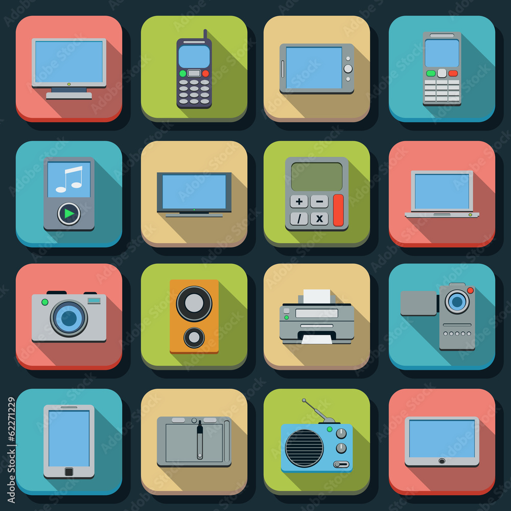 Electronic flat icons vector set Electronic flat icons vector set