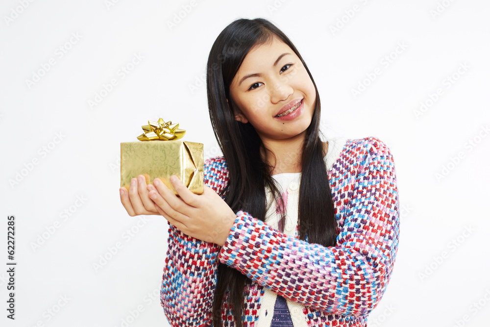 young girl shows her gift young girl shows her gift