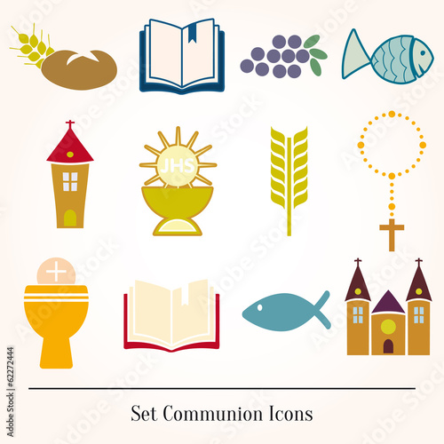 Set icons communion catholic christian