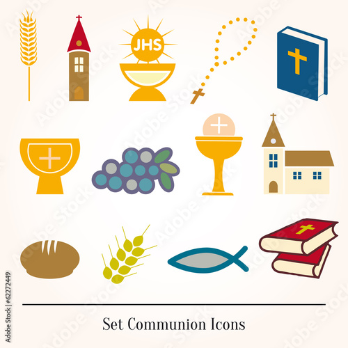 Set icons communion catholic christian