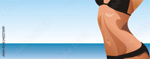 girl sunbathes on a beach