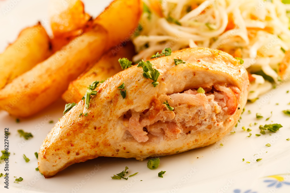 stuffed chicken breast with salad stuffed chicken breast with salad