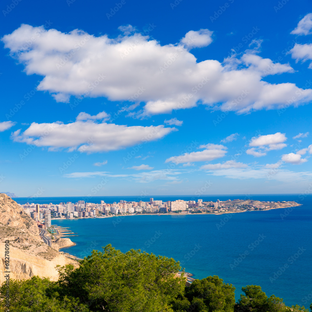 Alicante San Juan beach view from Santa Barbara Castle Alicante San Juan beach view from Santa Barbara Castle
