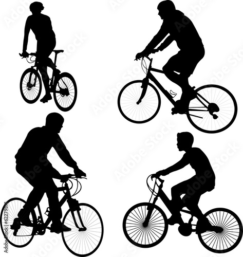 bicyclists silhouettes - vector