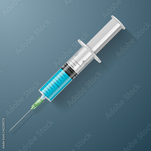 Syringe with blue liquid