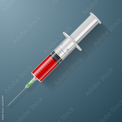 Syringe with blood