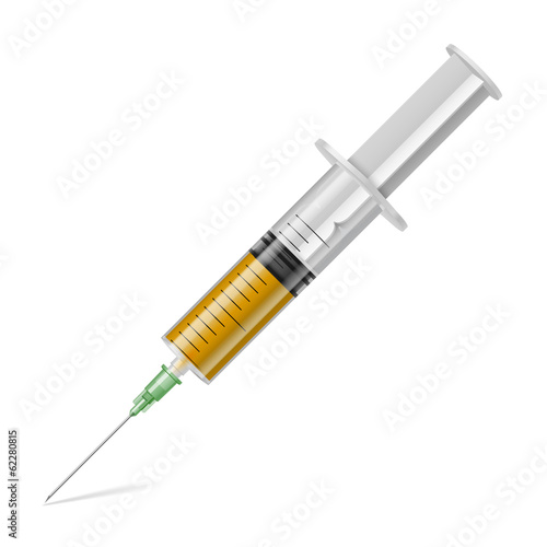 Syringe with yellow liquid