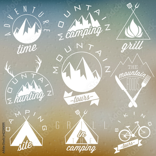 Retro vintage style symbols for Mountain Expedition