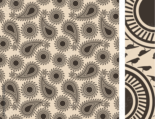 Seamless birdie paisley vector