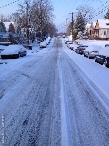 Snow-covered Roads in the Neighborhood