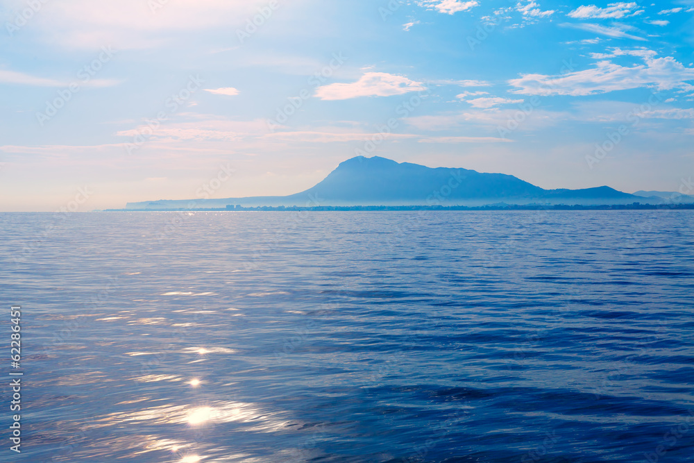 Denia San Antonio Cape and Montgo view from sea Denia San Antonio Cape and Montgo view from sea