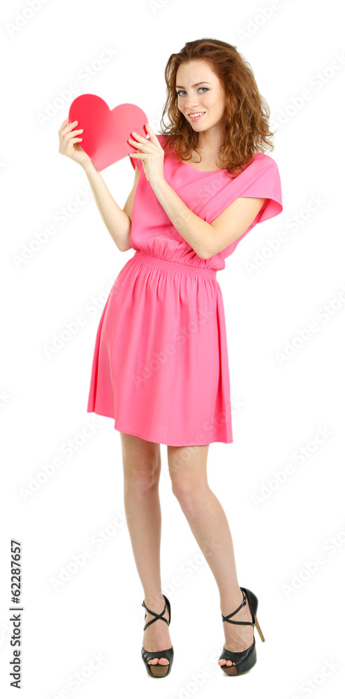 Beautiful young girl in dress isolated on white Beautiful young girl in dress isolated on white
