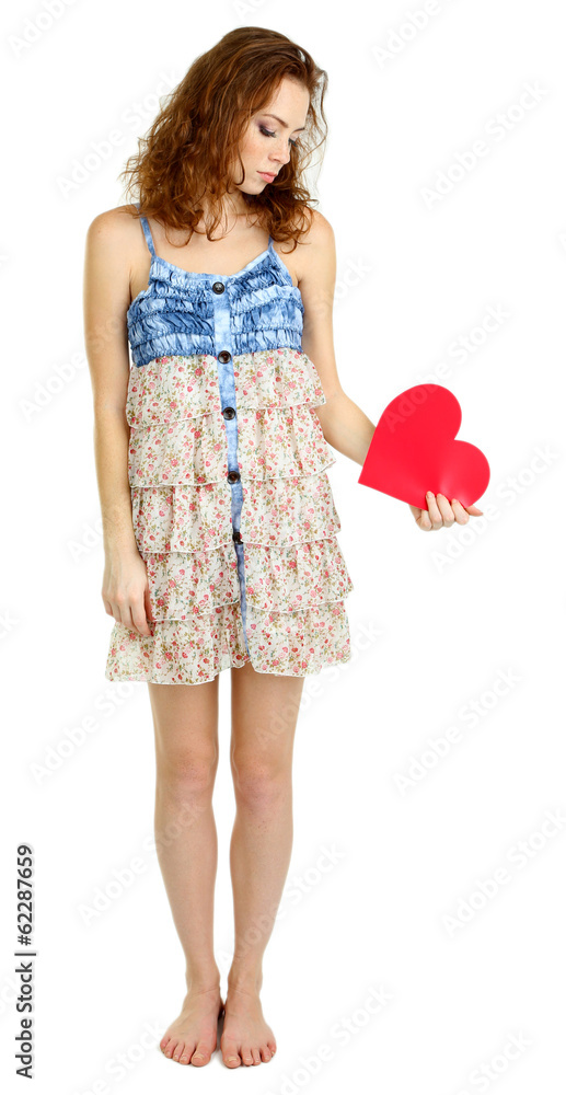 Beautiful young girl in dress isolated on white Beautiful young girl in dress isolated on white