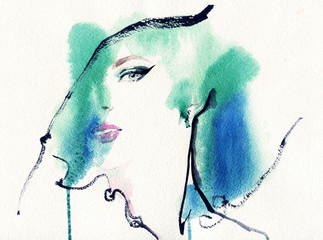 Crédence de cuisine Portrait aquarelle abstract  woman portrait  © Anna Ismagilova