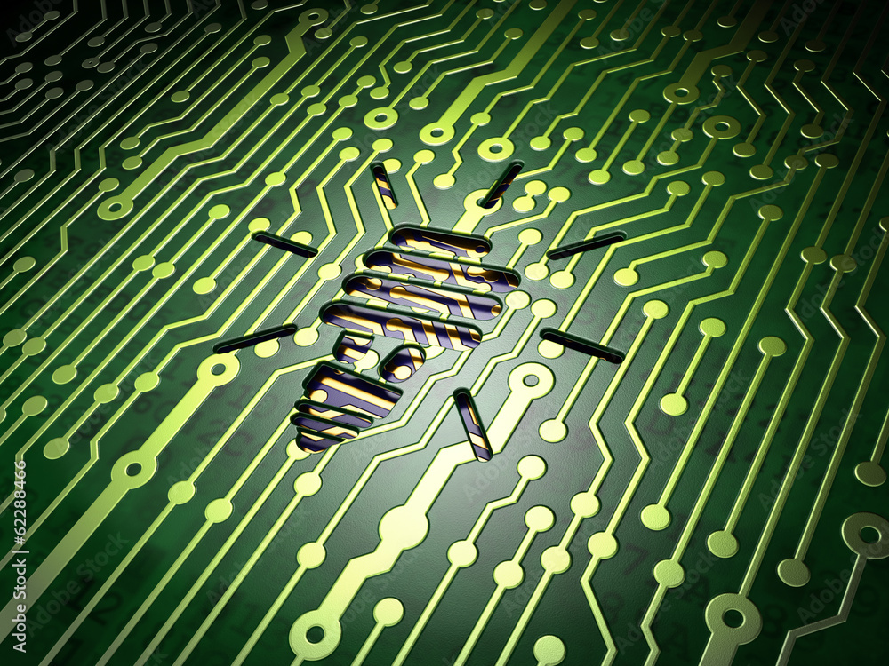 Finance concept: Energy Saving Lamp on circuit board background Finance concept: Energy Saving Lamp on circuit board background