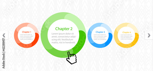 Website layout vector design circle icons with hand