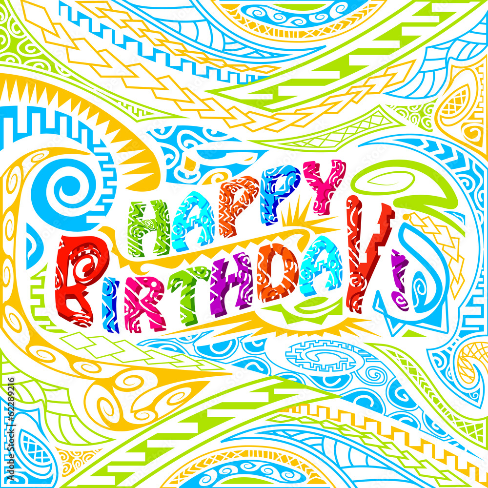 Tiki style Happy Birthday typography Tiki style Happy Birthday typography