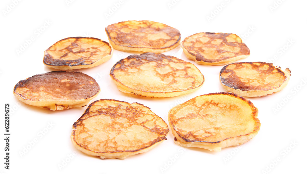 Fried pancakes isolated on white