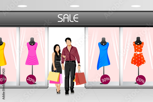 Happy young couple shopping