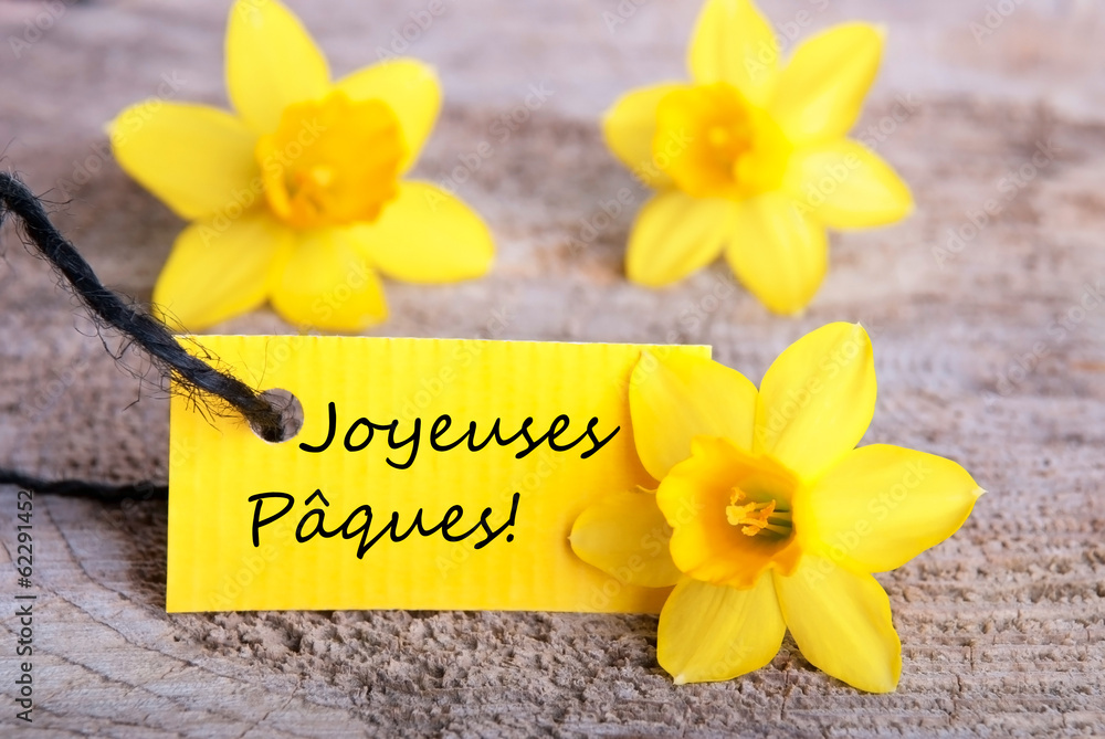 Label with Joyeuses Pâques Label with Joyeuses Pâques