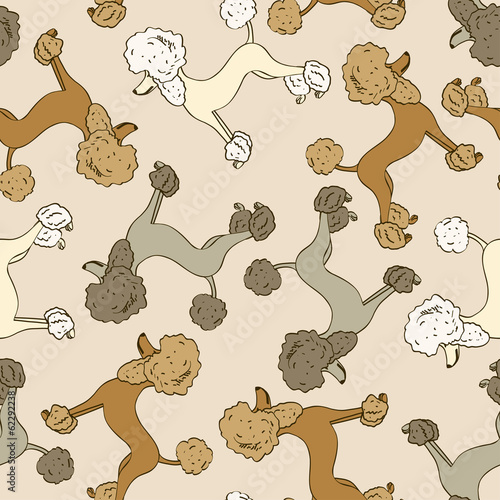 Seamless pattern of poodle dogs