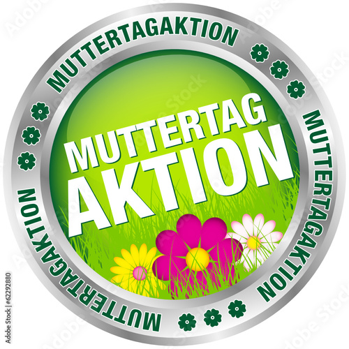 Button "Muttertagaktion" Blumen grün/silber