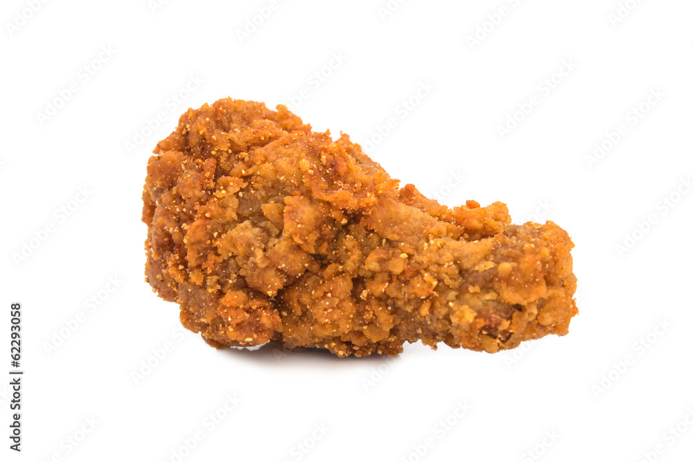 Spicy fried chicken on white background Spicy fried chicken on white background