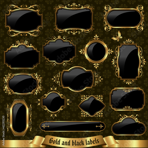 Gold and black labels