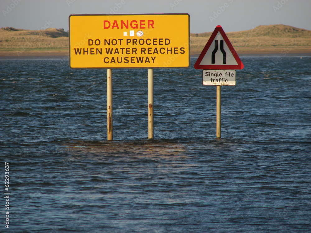 traffic sign in water
