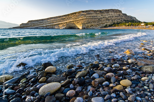 Scenic look of Matala beach, island of Crete photo