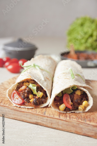 Homemade vegan bean burrito