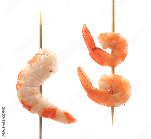 Grilled shrimps on a stick.