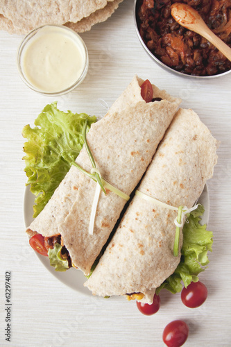 Homemade vegan bean burrito