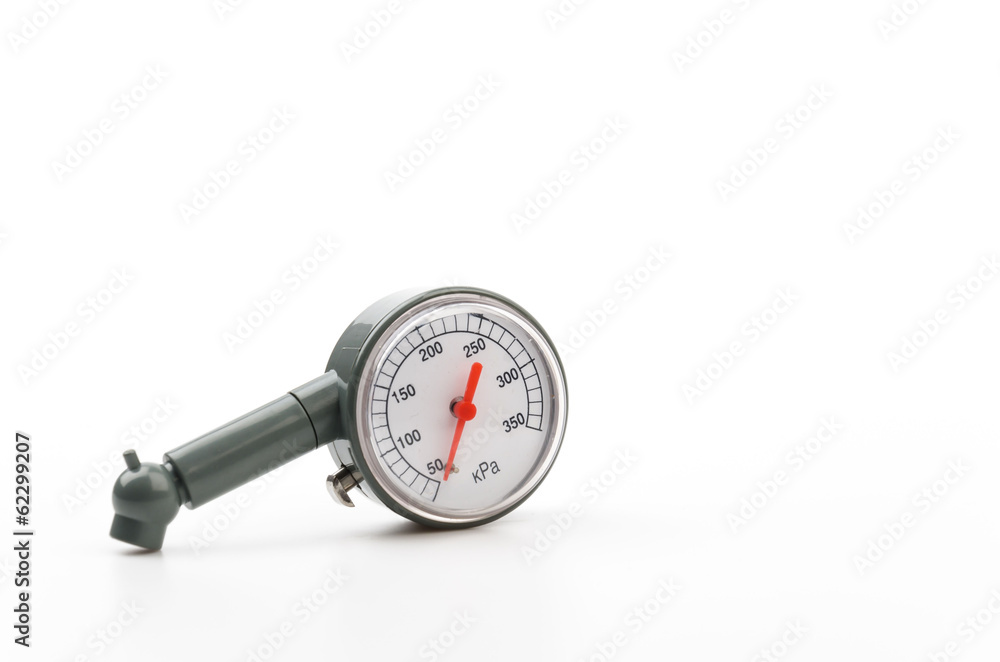 Tire pressure gauge isolated white background Tire pressure gauge isolated white background