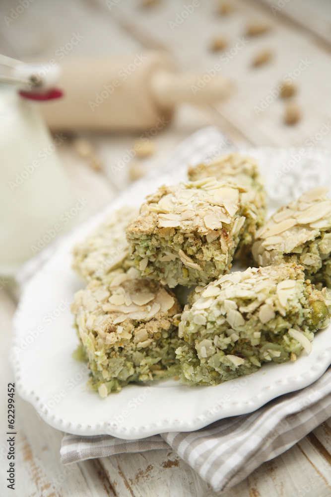 Almond and pistachio slices Almond and pistachio slices