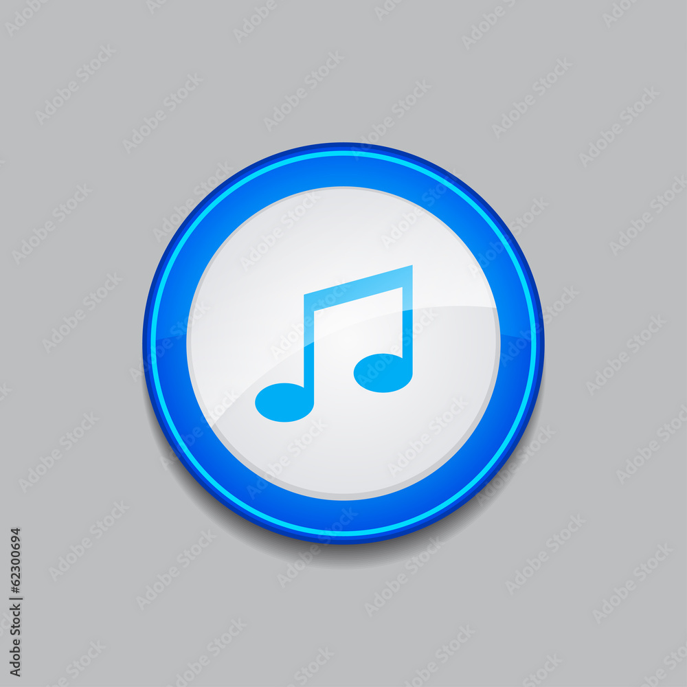 Music Notes Circular Vector Blue Web Icon Button Music Notes Circular Vector Blue Web Icon Button