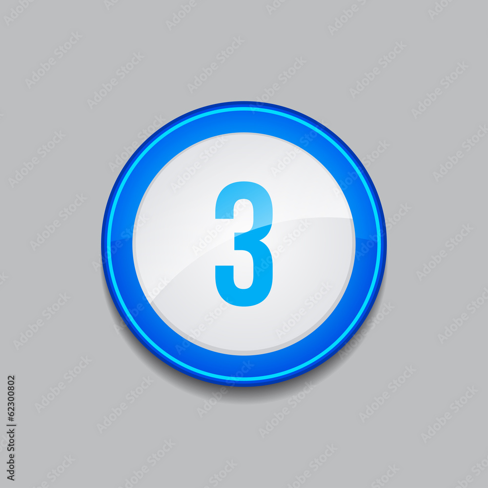 3 Number Circular Vector Blue Web Icon Button 3 Number Circular Vector Blue Web Icon Button