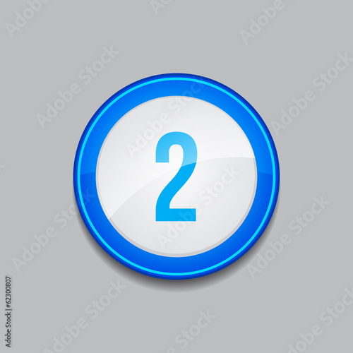 2 Number Circular Vector Blue Web Icon Button