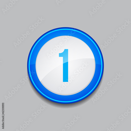 1 Number Circular Vector Blue Web Icon Button