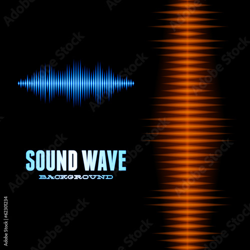 Blue and orange shiny sound waveform background