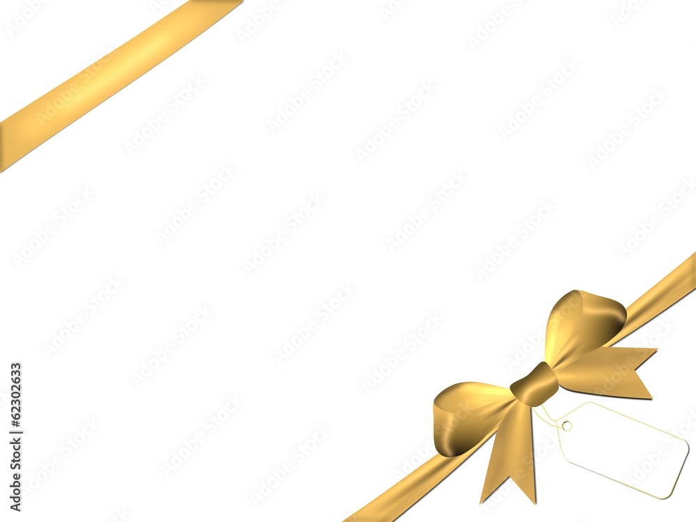 Golden bow with golden ribbon isolated on a white background Golden bow with golden ribbon isolated on a white background