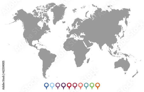 Fototapeta Naklejka Na Ścianę i Meble -  Vector Silhouette of World Map